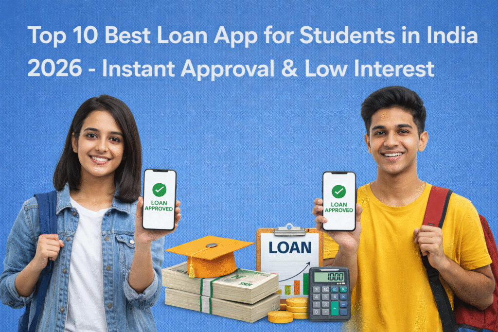 Best student loan apps in India 2026 with instant approval and low interest rates.