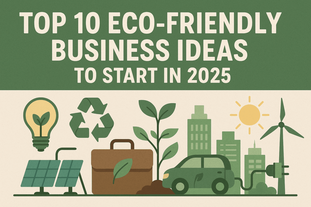 Sustainable business ideas and green startups for eco-friendly entrepreneurs in 2025.